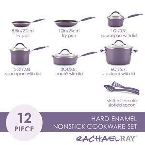 Rachael Ray Cucina Nonstick Cookware Pots and Pans Set, 12 Piece, Lavender