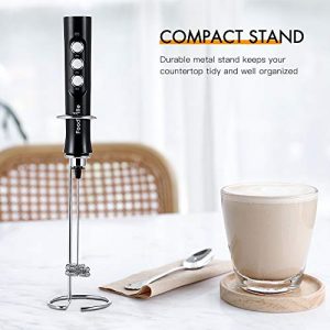 FoodVille MF02 Rechargeable Milk Frother Handheld Foam Maker with Stainless Whisk for Cappuccino, Latte, Bulletproof Coffee, Keto Diet, Protein Powder, Matcha