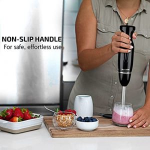 Ovente Electric Immersion Hand Blender 300 Watt 2 Mixing Speed with Stainless Steel Blades, Powerful Portable Easy Control Grip Stick Mixer Perfect for Smoothies, Puree Baby Food & Soup, Black HS560B
