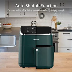 Sakuchi Air Fryer Large 5.8 Quart Air Fryers, 10-in-1 Digital Air Fryer Oven Cooker with 10 Preset Cooking Programs, LED Touch Screen, Non-Stick Tray Basket, Auto Shut-Off, Pot Dishwasher Safe, 1500W (Green) Best Present Gift