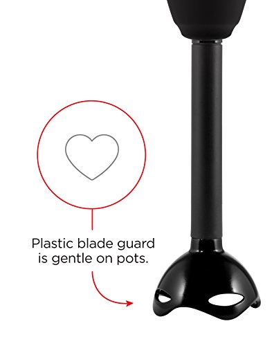 Chefman Immersion Blender 300-Watt Turbo 12 Speed Stick Hand Blender, Powerful Ice Crushing Design Purees Smoothies, Sauces & Soups, Detachable Heat Resistant Plastic Blade Guard Protects Pots, Black