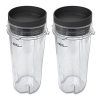 Replacement Parts Two Pack 16-Ounce (16 oz.)Single Serve Cup with lid Fit for Nutri Ninja Mega Kitchen SystemsBL770BL771BL772BL773COBL660BL740 and works with Ninja Ultima Blender BL810BL820BL830
