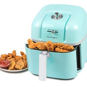 Nostalgia CLAF7AQ Classic Retro 7-Quart Oil-Free Healthy Cooking Air Fryer, Adjustable Temperature, 60-Minute Timer, Perfect For Chicken Tenders, Wings, Fries, Onion Rings, Fruits, Fish, aqua