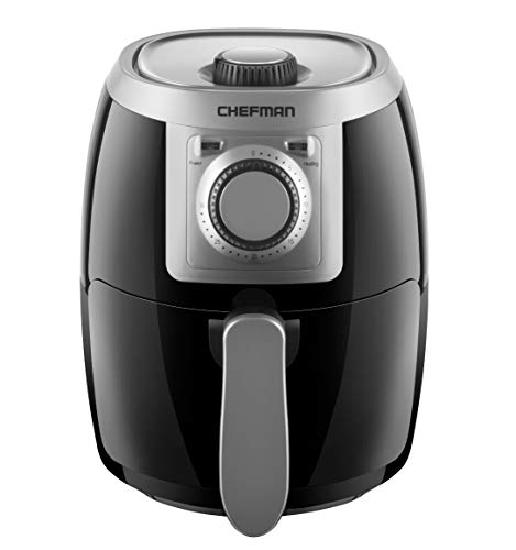 CHEFMAN Small, Compact Air Fryer Healthy Cooking, 2 Qt, Nonstick, User Friendly and Adjustable Temperature Control w/ 60 Minute Timer & Auto Shutoff, Dishwasher Safe Basket, BPA - Free, Black