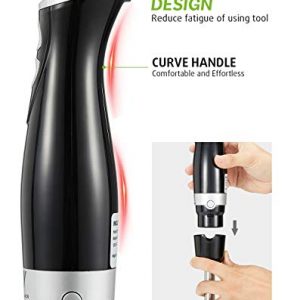3-In-1 Immersion Hand Blender 300 Watt 2-Speed, Emersion Blender, Includes Detachable 304 Stainless Steel Stick Blender, Whisk, Chopper. For Puree Baby Food, Soup and Juices, BPA Free
