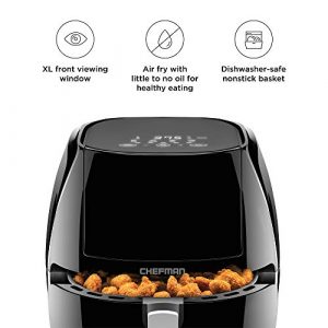 Chefman TurboFry Touch 8 Quart Air Fryer w/ XL Viewing Window & Advanced Digital Display, Fry with Less Oil for Healthy Food, Adjustable Temperature Control, Cooking Presets & Dishwasher-Safe Basket