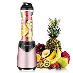 La Reveuse Smoothies Blender Personal Size 300 Watts with 18 oz BPA Free Portable Travel Sports Bottle (Pink)