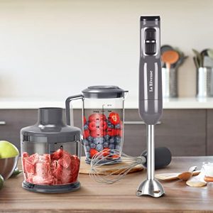La Reveuse Immersion Hand Blender, 3 in 1, 300 Watts 2 Speeds Multi-purpose with Whisk,Mixing Beaker,Food Chopper Grinder attachments