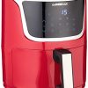 GoWISE USA GW22967 5 Quart Electric Air Fryer with Digital Touchscreen + Recipe Book, 5-Qt, Red/Silver