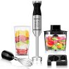 Immersion Hand Blender, Bonsenkitchen Stainless Steel Handheld blender, 9-Speed and Turbo, 5-In-1 Hand mixer with Whisk,700ml Mixing Beaker & 500ml Chopper Bowl, Wall-Hooker for Smoothies, Puree