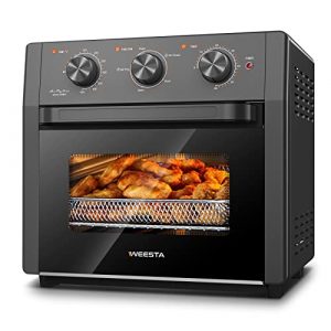 WEESTA Air Fryer Toaster Oven Combo, 19 QT Family-Size Air Fryer, 5-in-1 Convection Toaster Oven with Air Fryer, Roast, Bake, Broil, Reheat, Large Toaster Oven, 5 Accessories & E-Recipes, UL Certified, Up to 400°F, 1300W, Gray