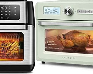 CROWNFUL Air Fryer, 10-in-1 Air Fryer Toaster Oven, 10.6 Quart, Convection Roaster with Rotisserie & Dehydrator, Digital LCD Touch Screen, Accessories and Recipe Included & 19 Quart/18L Air Fryer Toas