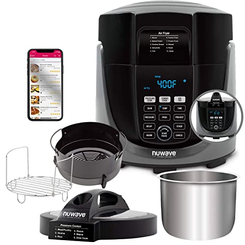 NUWAVE Duet Pressure Cook and Air Fryer Combo Cook; Stainless Steel Pot & Rack; Non-Stick Air Fryer Basket; Steam, Sear, Saute, Slow Cook, Roast, Grill, Bake, Dehydrate, Pressure Cook & Air Fry