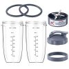 7 Pieces Blender Cups & Blade Replacement Set 32oz Huge Cup with 1 Flip-Top To-Go Lid and 1 Lid Ring & Premium Extractor Blade with 2 Rubber Gaskets Compatible with NutriBullet 600w/900w Blender