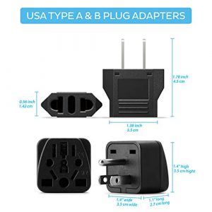 US Plug Adapter Unidapt European to USA Plug Adapter 2-Pack Europe to American Outlet Plug Adapter, EU to US Adapters, EU/UK/AU/IN/CN/JP/Asia/Italy to USA/Canada Travel Power Plug Adapter (Type A & B)