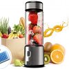 Portable Blender, Personal Size Blender for Smoothie, Fruit Juice, 14OZ, 5100mah, Six 3D Blades for Great Mixing at Home,Office,Gym(Black)