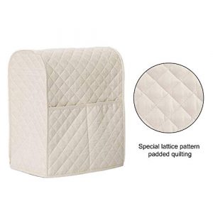 Giveme5 Kitchen Aid Mixer Cover, Leather Stand Mixer Cover Dust-Proof Cover Lattice Pattern Thicken Protector Cover Organizer Bag for Kitchen Mixer QT4.5 QT5 QT6 (Beige)