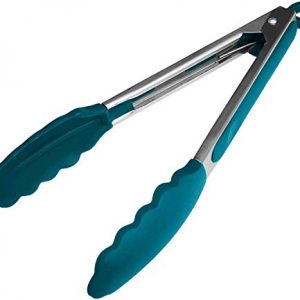 StarPack Basics Silicone Kitchen Tongs 9-Inch - Stainless Steel with Non-Stick Silicone Tips, High Heat Resistant to 480°F, For Cooking, Serving, Grill, BBQ & Salad (Teal Blue)