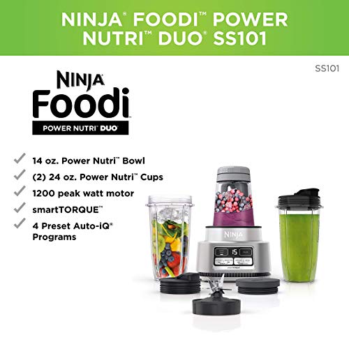 Ninja Foodi SS100 Smoothie Bowl Maker & Nutrient Extractor 1100W Blender SS101 (Renewed) (Ninja Foodi SS101)