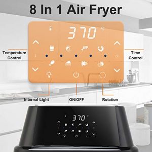 ROVSUN Air Fryer Oven Combo, 17 Quarts 8-in-1 Air Fryer Toaster Oven Dehydrator with Rotisserie & Racks, 1800W Airfryer 8 Cooking Presets & 9 Accessories, Digital LCD Touch Screen, ETL Certified