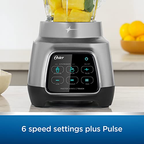 Oster Blender for Kitchen, Smoothies and Salsas with Touchscreen Technology, 800-Watts, 48 oz. Dishwasher-safe Glass Jar, 2 Auto-Programs for Smoothies & Salsas, 3 manual speeds and Pulse