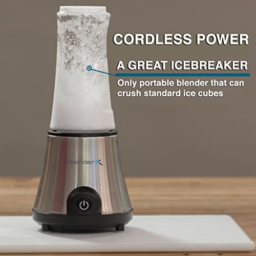 BlenderX CORDLESS 24V PORTABLE BLENDER | AS POWERFUL AS MANY PLUG-INS|BACKYARD CAMPING BEACH OUTDOORS TAILGATE TRAVEL HOME PERSONAL|Smoothies Shakes Margaritas 20oz|Crush ice cubes, frozen fruit, nuts