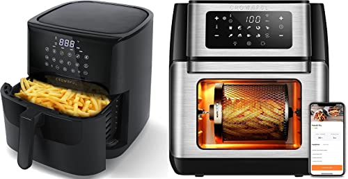 CROWNFUL 7 Quart Air Fryer & Smart Air Fryer Toaster Oven Combo, 10.6 Quart WiFi Convection Roaster with Rotisserie & Dehydrator