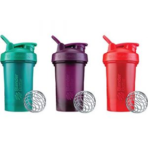 BlenderBottle Classic V2 20-Ounce Shaker Bottle, 3-Pack: Red, Green, and Plum