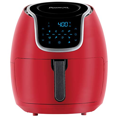 PowerXL Air Fryer Vortex - Multi Cooker with Roast, Bake, Food Dehydrator, Reheat Non Stick Coated Basket, Cookbook (7 QT, Red)