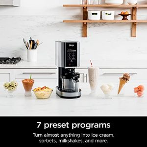 Ninja NC301 CREAMi Ice Cream Maker, for Gelato, Mix-ins, Milkshakes, Sorbet, Smoothie Bowls & More, 7 One-Touch Programs, with (2) Pint Containers & Lids, Compact Size, Perfect for Kids, Silver