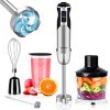 Hand Blender, Sincreative 5 in 1 Immersion Hand Blender Electric 12-Speed 400W Multi-Purpose Handheld Stick Blender with Stainless Steel Blades, 500ml Chopper, Whisk, 750ml Container and Milk Frother