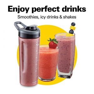 Hamilton Beach 58181 Blender to Puree, Crush Ice, and Make Shakes and Smoothies, 40 Oz Glass Jar, 6 Functions + 20 Oz Travel Container, Gray
