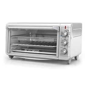 Black+Decker TO3265XSSD Extra Wide Crisp ‘N Bake Air Fry Toaster Oven, Silver, Fits 9