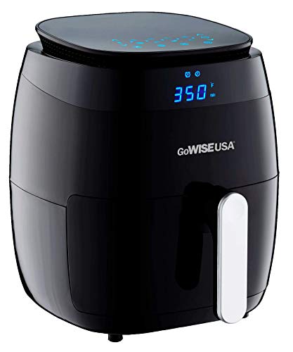 GoWISE USA 5.0-Quart 1500-Watt Digital Air Fryer with 8 Presets, GW22821-S + 50 Recipes (Black)