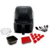 NuWave Brio Air Fryer 3Qt Black W/Baking Pot, Reversible Rack, Silicone Trivet, Cupcake Liners & 5 Piece Utensil Set