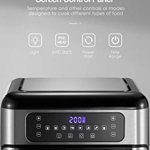 Air Fryer Oven, 11Qt Oil Free Fryer, with One Button Digital Control and 6 Free Accessories, Precise Temperature Control, Recipes Included