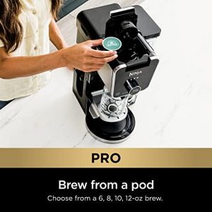 Ninja CFP301 DualBrew Pro System 12-Cup Coffee Maker, Single-Serve for Grounds & K-Cup Pod Compatible, 4 Brew Styles, Frother, 60-oz. Water Reservoir with Separate Hot Water Dispenser & Carafe, Black