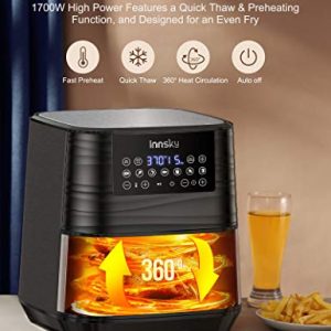 Innsky Air Fryer XL 5.8 QT, 【2021 Upgraded】 11 in 1 Oilless Air Fryers Oven, Easy One Touch Screen with Preheat & Delay Start, ETL Listed, Airfryer 1700W for Air Fry, Roast, Bake, Grill, Recipe Book