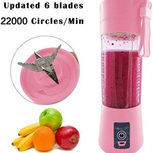 Portable Blender, Personal Blender, Small Fruit Mixer, Electric USB Rechargeable Juicer Cup, Fruit Mixing Machine Home,Travel (Pink)