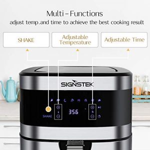 Signstek 5.8QT Air Fryer Oven XL- Large Electric Cooker, Nonstick Basket, Easy to Clean, Easy One Touch Screen with 8 Preset and Recipes for Kitchen, Grill, Toaster, Roast, Reheat, Bake