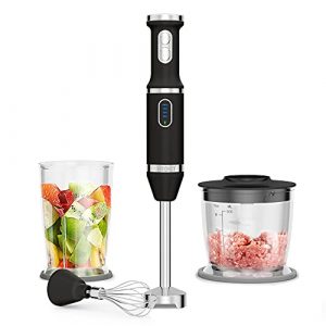 Cordless Hand Blender Electric , Immersion Smart Stick Blender Rechargeable with Stainless Steel Blades, 2 speed adjustable Beaker Whisk for Infant Food Smoothies Puree Sauces Soups (Black)