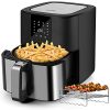 KitCook Large Air Fryer 6.8QT, 1500W Electric Digital Display, 8 Presets, Stainless Steel Non-stick Basket Air Fryer Cooker, XL Hot AirFryer Oven Cooker Oilless Power Cooker(Recipe/Skewer included)
