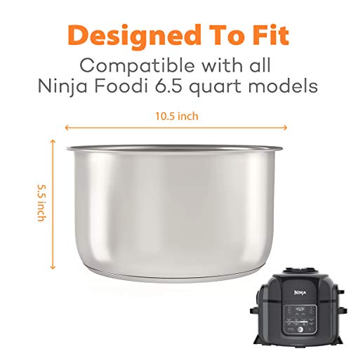 Stainless Steel Inner Pot Replacement Insert Liner Accessory Compatible with Ninja Foodi 6.5 Quart, By Sicheer