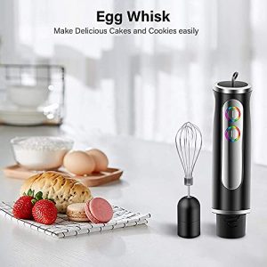 Hand Blender, 4-in-1 Hand Blender, 500 Watt 8-Speed,with 860 ml Food Processor Chopper,600 ml Mixing Beaker,Egg Whisk,for Soups, Infant Food, Smoothies, Sauces