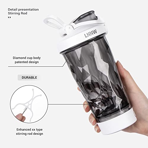 LHHW Electric Protein Shaker Bottle, Rechargeable BPA Free Blender Cup for Protein Mixes, Portable Shaker Bottles for Gym Home Office ( 18 OZ，Black)