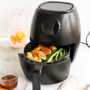 CHEFMAN Small Air Fryer Healthy Cooking, 3.6 Qt, User Friendly, Nonstick, Digital Touch Screen, Dishwasher Safe Basket, w/ 60 Minute Timer & Auto Shutoff, Matte Black, Cookbook Included