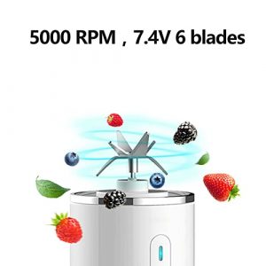Portable Blender, Personal Size Travel Blender Smoothies and Shakes Mini Blender for Fruit Juice Milk Shakes Six 3D Blades for Great Mixing Handheld Blender Sports Gym (White)