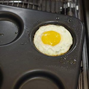 LloydPans Egg Pan , 9.5 x 11 Inch 4-Cavity Round Egg Pan, Pre-Seasoned PSTK