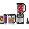 Ninja Blender and Food Processor System with 1200-Watt Auto-iQ Base, 72 Oz Pitcher, 40 Oz Blend & Prep Bowl, Dough Tool and (2) 24 Oz Cups with Lids (BL494), Black
