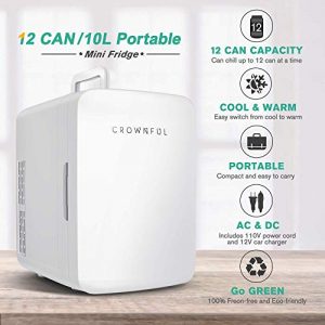 CROWNFUL Air Fryer Toaster Oven, Crownful Multifunctional Mini Fridge, 10 Liter/12 Can Portable Cooler and Warmer Personal Fridge for Skin Care, Food, Medications